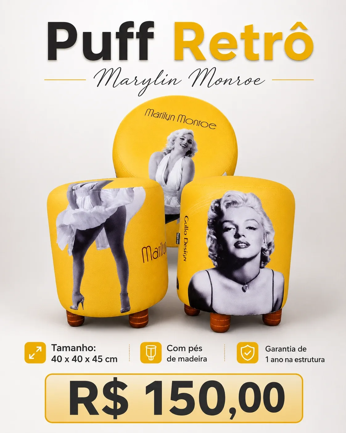 Puff Retrô | Marylin Monroe (Promoção: R$120,00)